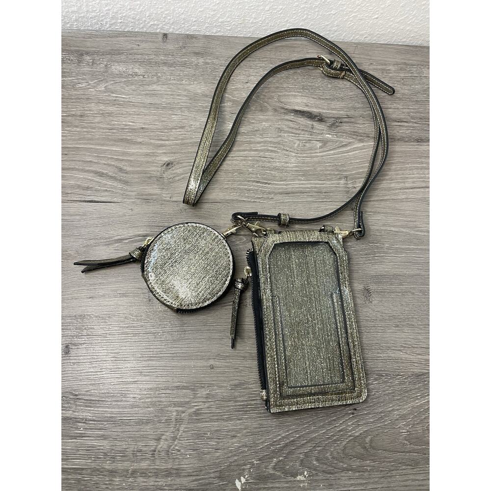 Women’s Gold Cellphone Crossbody Bag, Chain, Pouch Handbag 3Pc Purse Gift Set